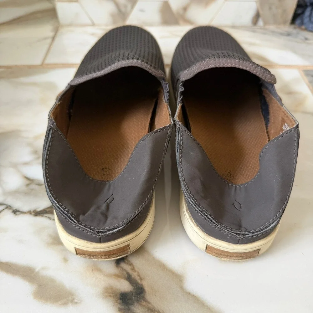 OluKai Gray Mesh Slip-On Loafers